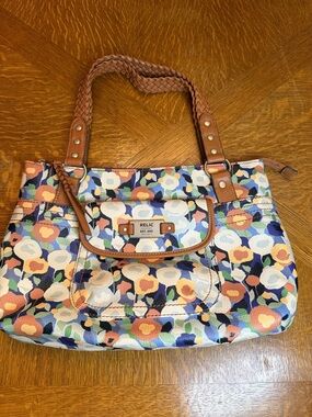 Relic Multicolor Floral Shoulder Bag with Brown Trim